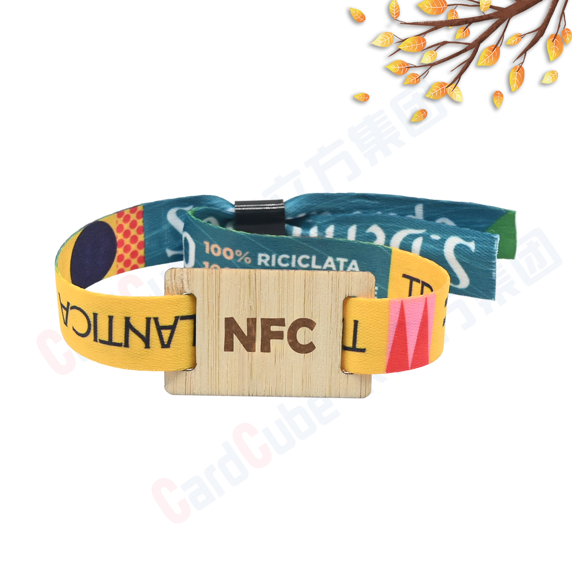 Custom RFID NFC Wooden Card Woven Wristband Manufacturer