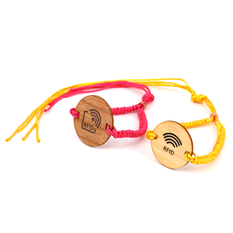 Custom RFID NFC Wooden Card Braided Wristband Manufacturer